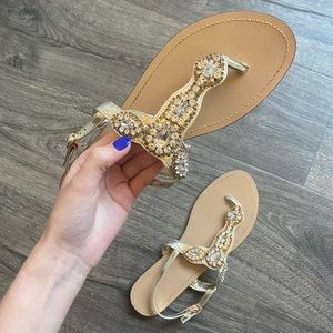 Davids Bridal Gold embellished sandals